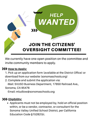 Citizens' Oversight Committee Vacancy Information